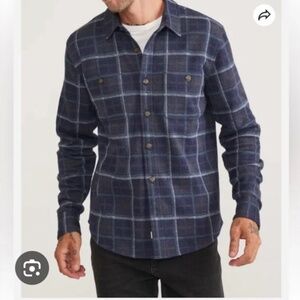 Marine Layer Navy Blue Plaid Casual Button-Down Shirt